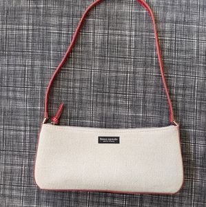 Kate Spade clutch with red patent leather trim